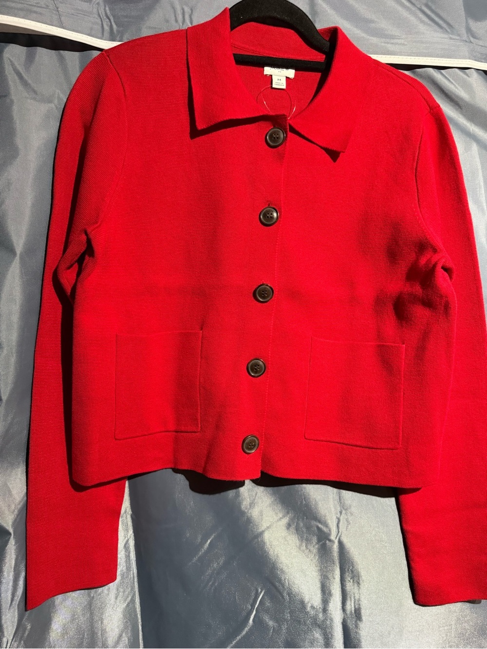J. Crew Factory Red Button-Front Collar Cardigan